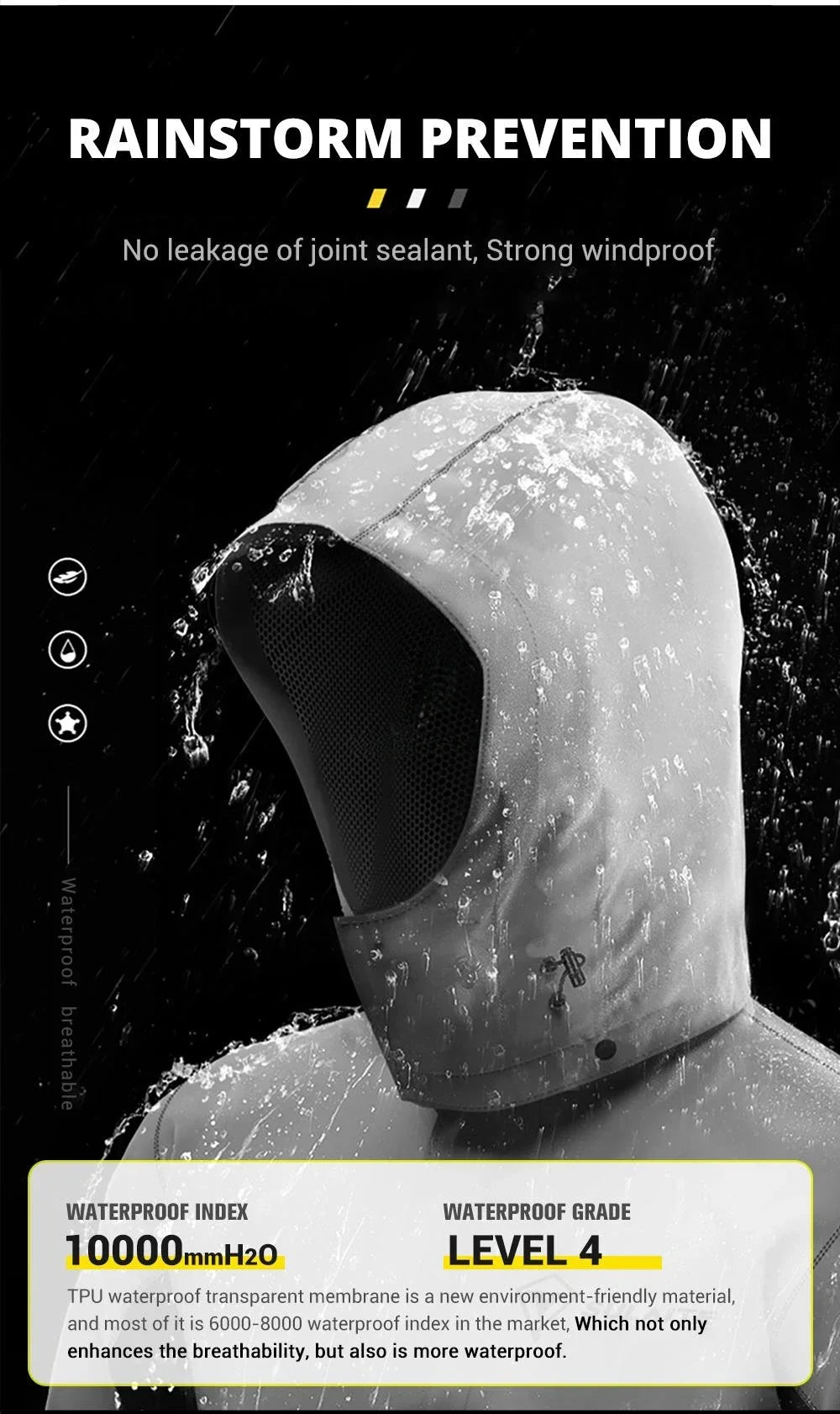 Waterproof Motorcycle Rain Suit-Full Body Raincoat & Rain Pants Set with Reflective Strips Fit for Men Women All-Weather Cycling