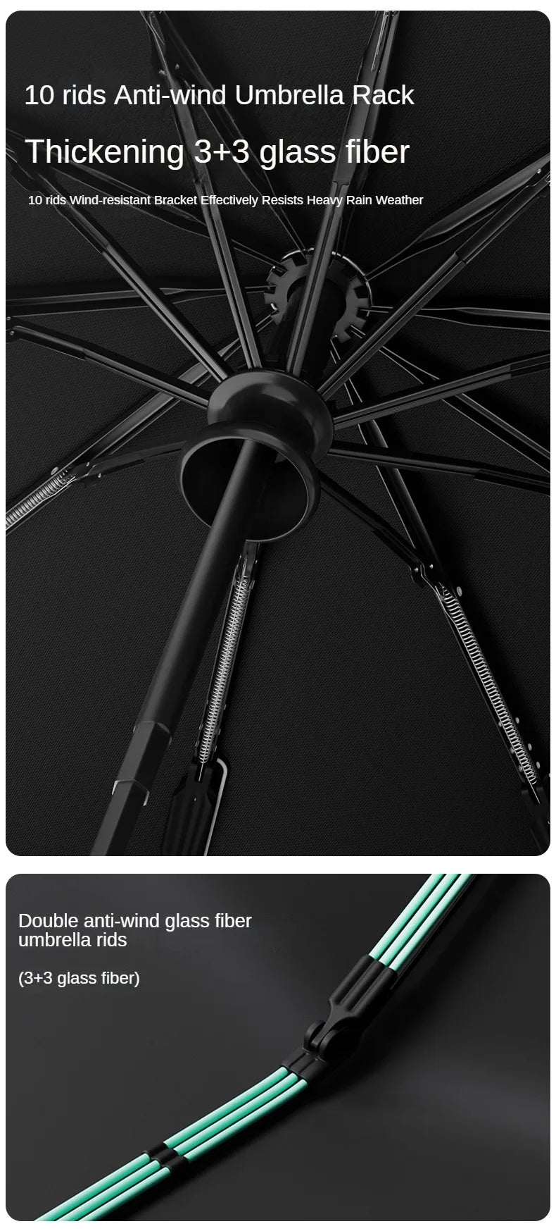 Mechanical handle umbrella, widened strap umbrella, automatic umbrella, large, sturdy, wind resistant, men's minimalist umbrella