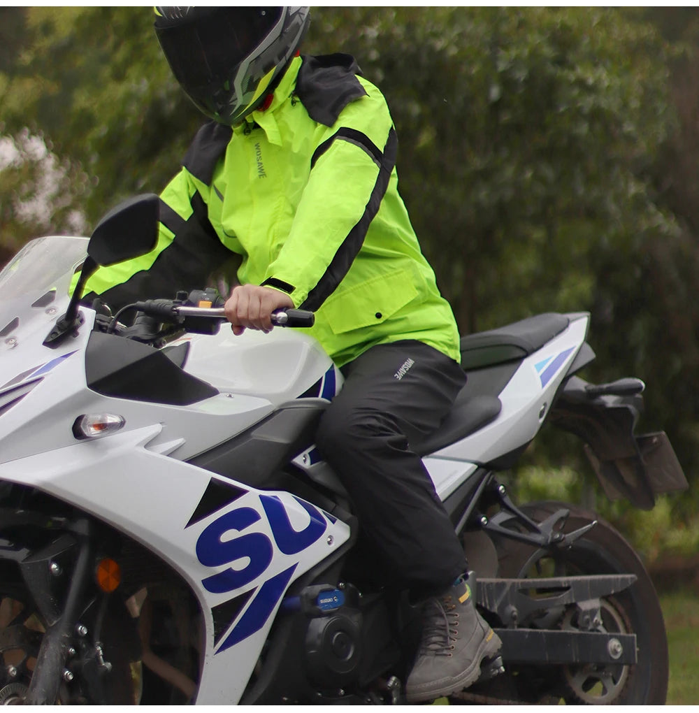 WOSAWE Motorcycle Raincoat Men's Rainproof Thickened plus-Sized Riding Full Body Split Single Raincoat Rain Pants