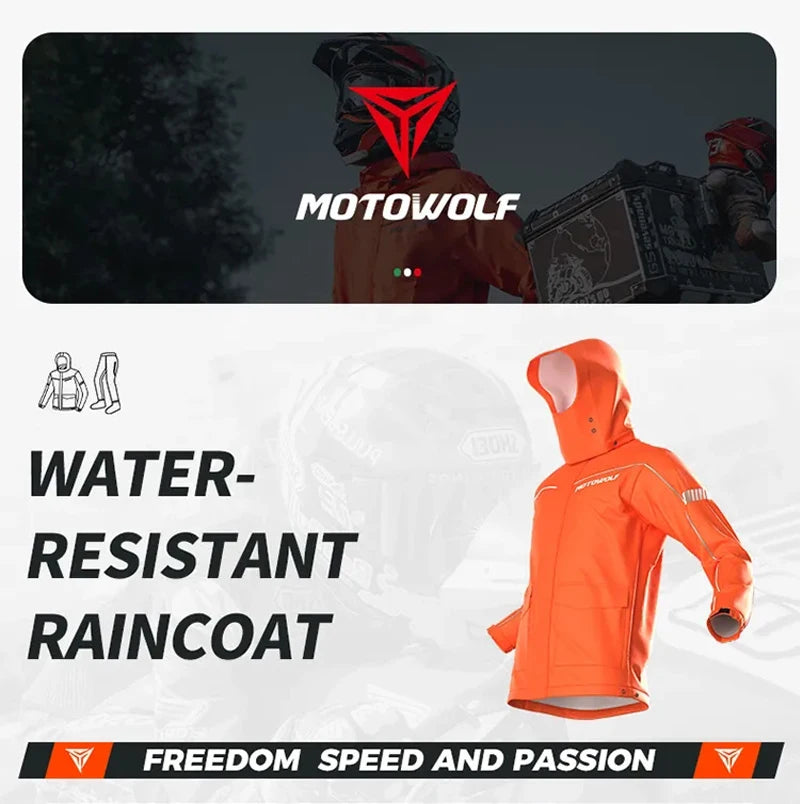 Motorcycle Rainsuit Waterproof Split Raincoat Suit Cycling Motorbike Jacket and Pants Lightweight Foldable Windproof Reflective