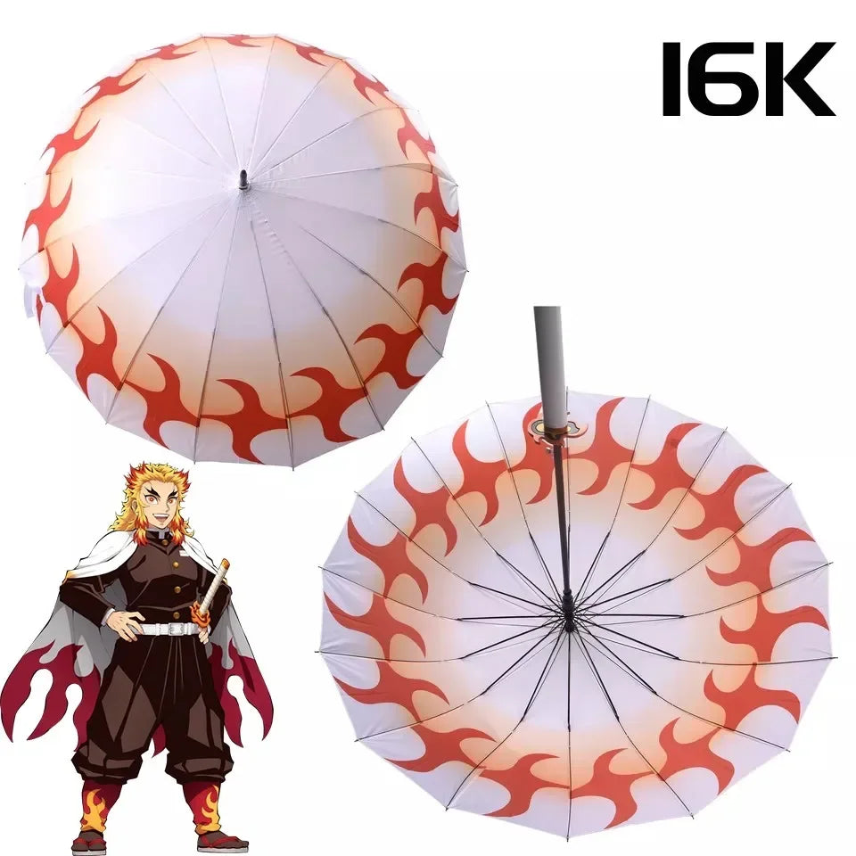 Anime Demon Slayer Katana Umbrella Long Handle Parasol Raincoar Zenitsu Tanjirou Samurai Sword Japanese Katana Umbrellas Gift