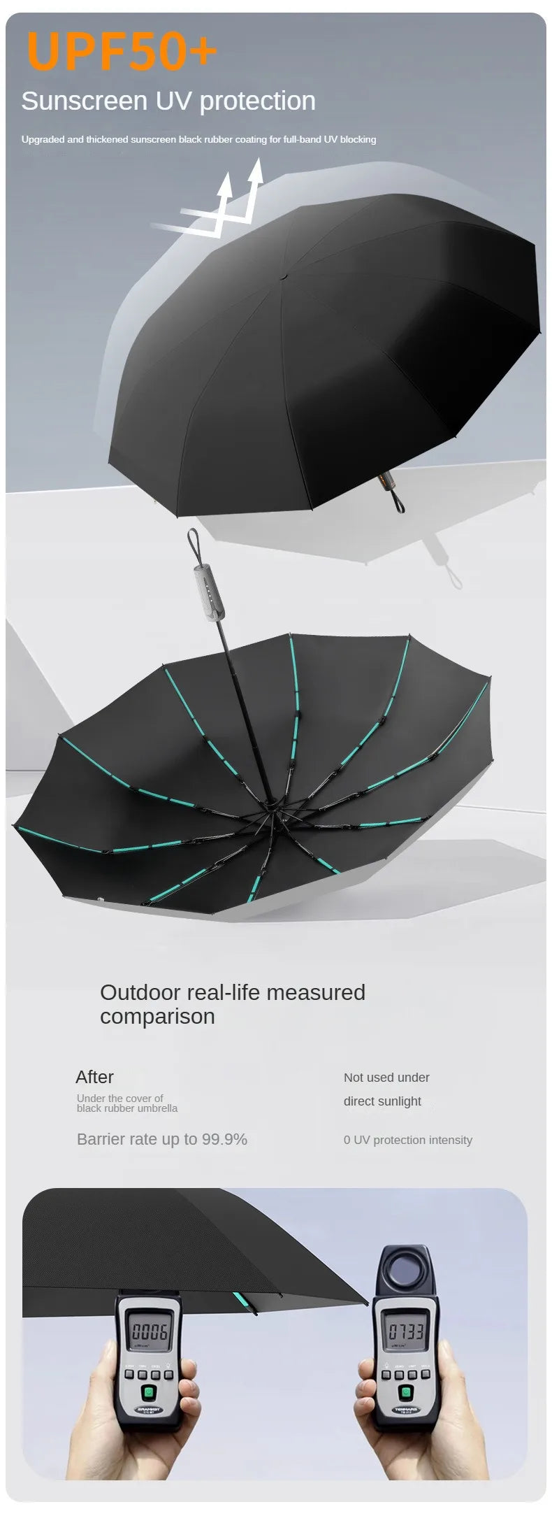 Mechanical handle umbrella, widened strap umbrella, automatic umbrella, large, sturdy, wind resistant, men's minimalist umbrella