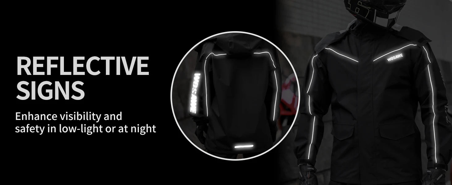 WOSAWE Motorcycle Raincoat Men Women Waterproof Motorcycle Rider Raincoat Moto Raincoat Jacket Biker Raincoat