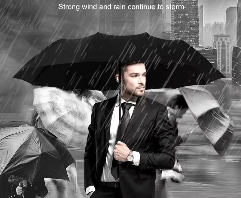 24 Bone Fully Automatic Double Bone Large Folding Umbrella SPF50+ UV Protection Rain Resistance And Strong Wind Resitance