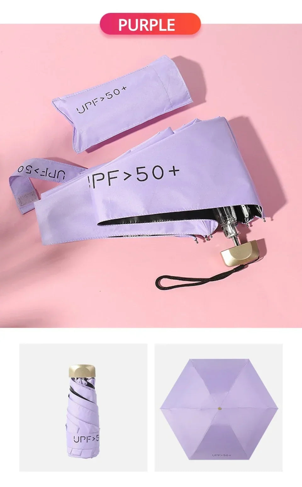 Flat Five Fold Umbrella Ultra Light Mini Umbrella Sun Umbrella Black Rubber Sun Protection Umbrella Compact Pocket Umbrella