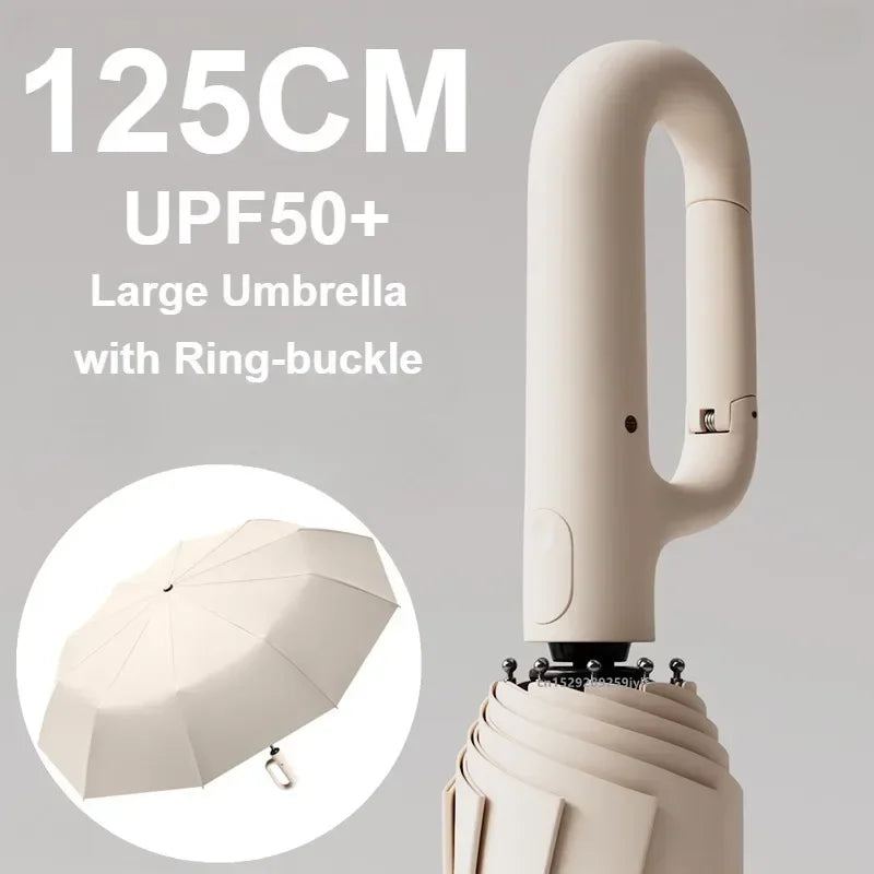 Strong Windproof Automatic Umbrella Sunshade UV Protection Folding Men's Umbrella Buckle Rain Large Parasol for Women