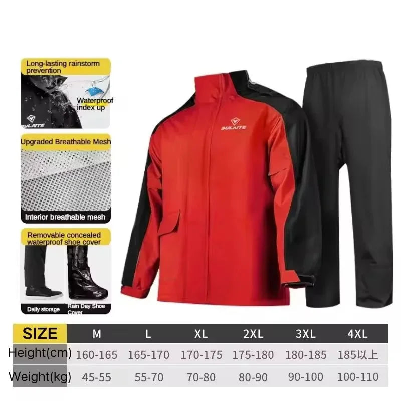 Split Waterproof Motorcycle Riding Rain Suit for Men & Women Outdoor Dirt biker Scooter/Bike Racing Jacket & Pants Set Raincoat