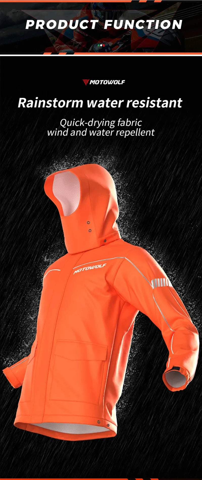 Motorcycle Rainsuit Waterproof Split Raincoat Suit Cycling Motorbike Jacket and Pants Lightweight Foldable Windproof Reflective