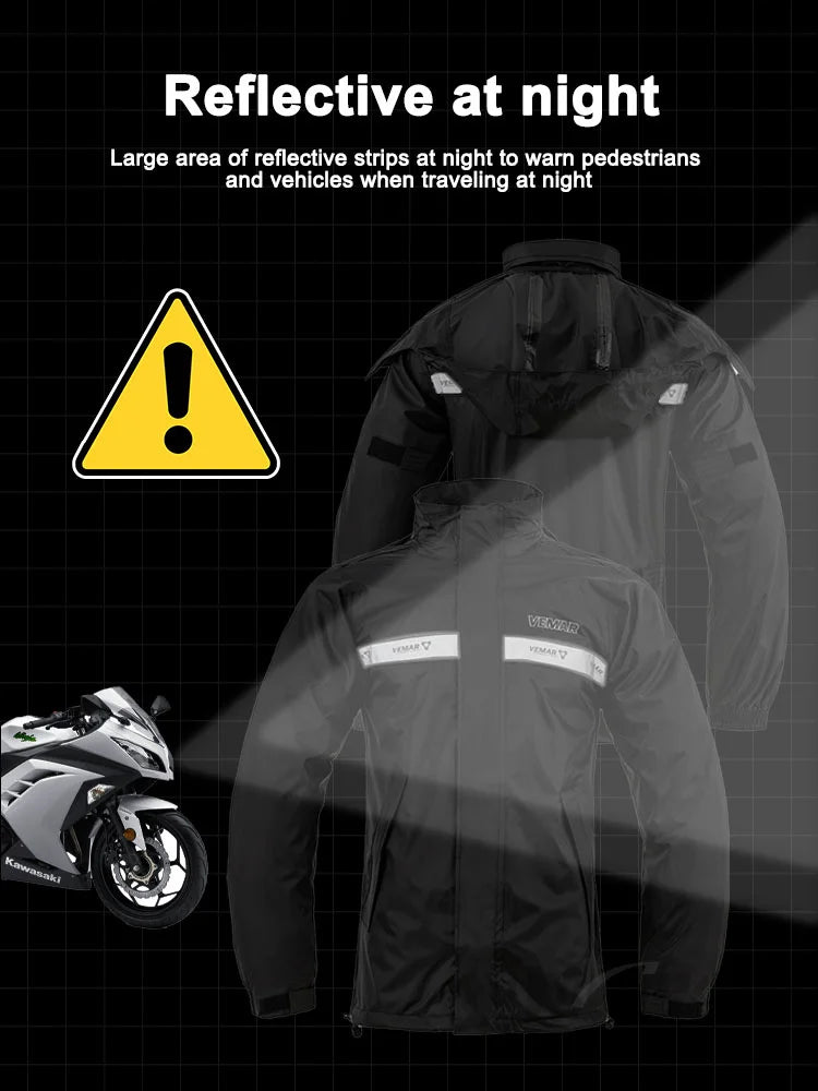 New Motorcycle Raincoat Suit Men Women Waterproof Motocross Raincoat Jacket Motorbike Raincoat Pants Reflective Bicycle Raincoat