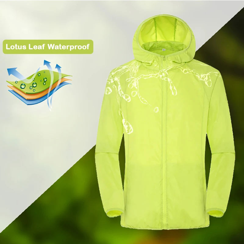 JNLN Camping Rain Jacket Men Women Waterproof Sun Protection Clothing Fishing Hunting Clothes Quick Dry Windbreaker With Pocket