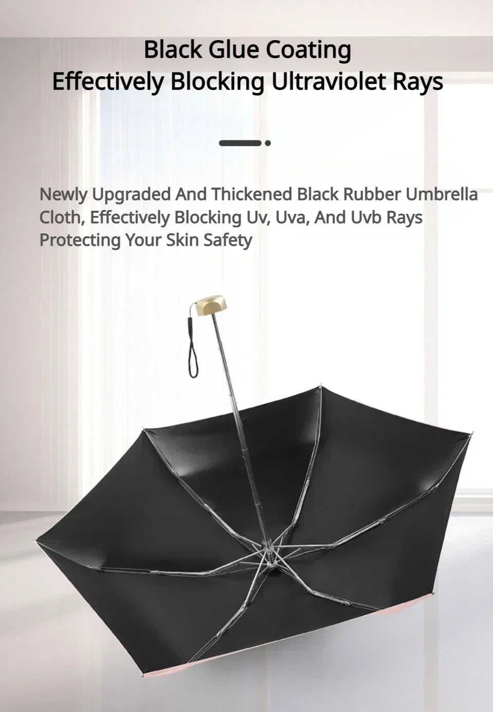 Flat Five Fold Umbrella Ultra Light Mini Umbrella Sun Umbrella Black Rubber Sun Protection Umbrella Compact Pocket Umbrella