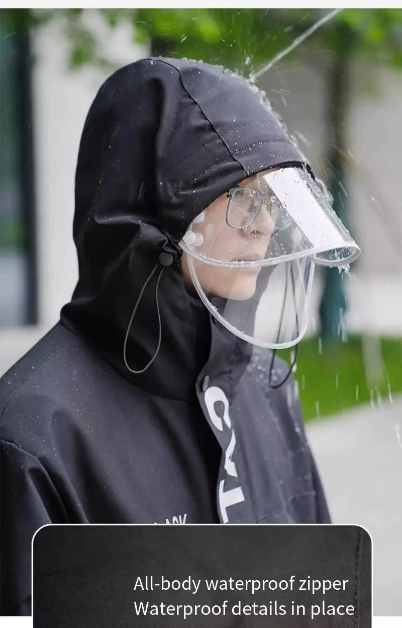 Electric Motorcycle Full-body Raincoat for Riders, Unisex Long Version with Fleece Lining, Waterproof and Rainproof Riding Rain