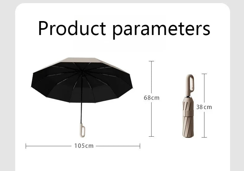 Automatic Umbrella for Men Women Fully Automatic Folding Large Rib Strong Sunshade Double Umbrella with Ring Buckle Design
