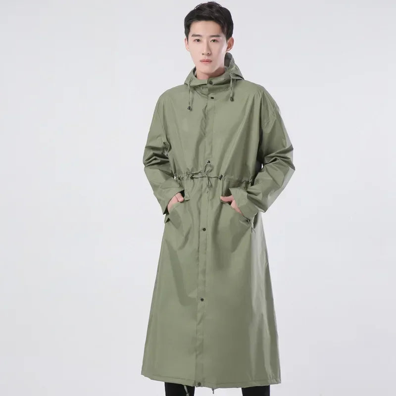 Women's Long Lightweight Trench Raincoat Poncho Waterproof Korean Style for Adults