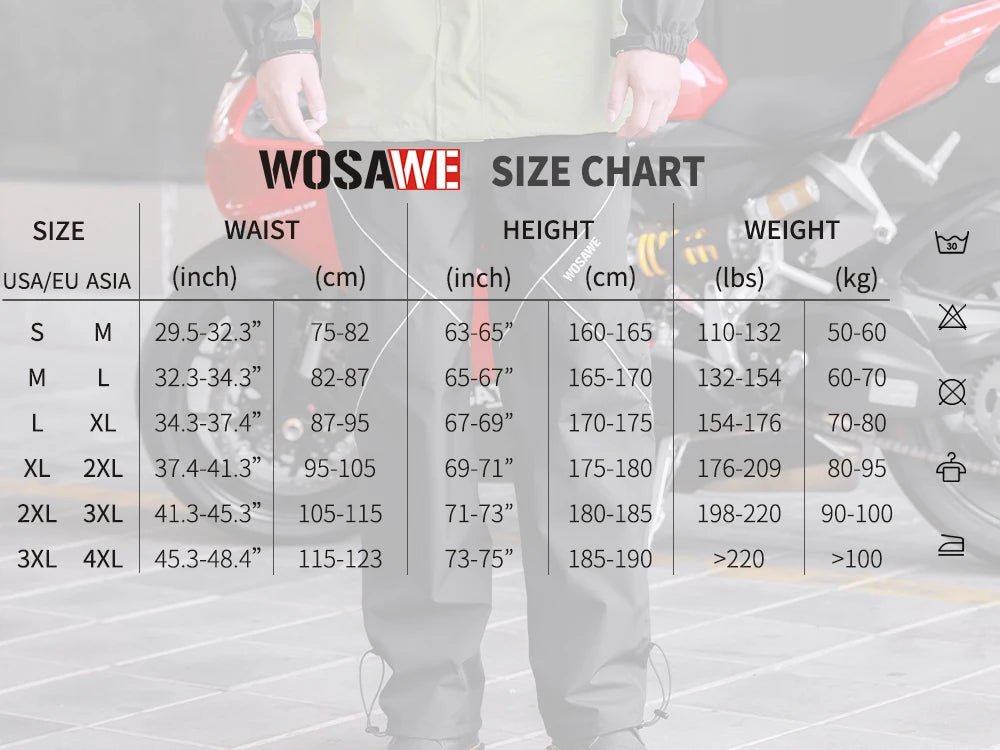 WOSAWE Motorcycle Raincoat Men Women Waterproof Jacket Hiking Windbreaker Breathable Reflective Fishing Camping Hooded Rain Coat