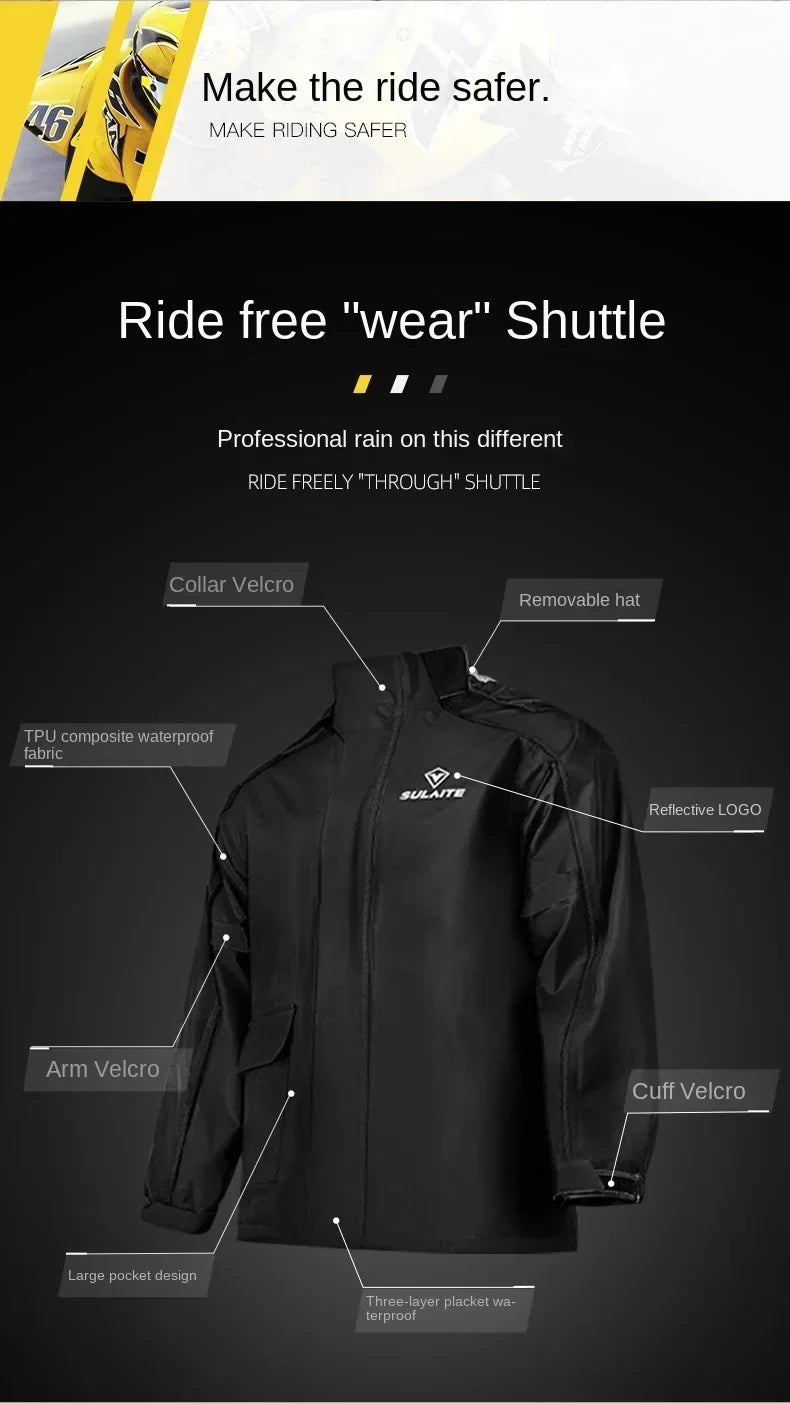 Split Waterproof Motorcycle Riding Rain Suit for Men & Women Outdoor Dirt biker Scooter/Bike Racing Jacket & Pants Set Raincoat