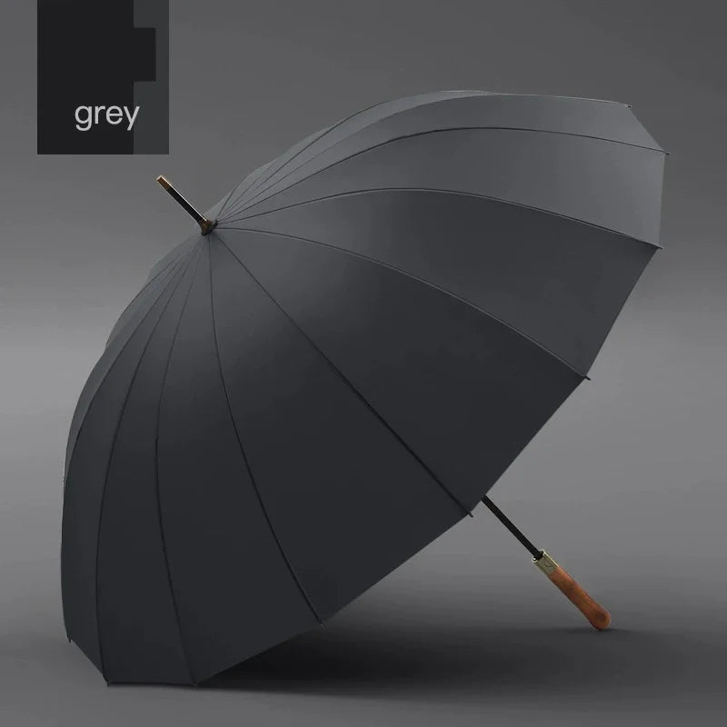 High-end wooden handle umbrella long handle umbrella straight rod dual-purpose umbrella advertising umbrella 16 bones men