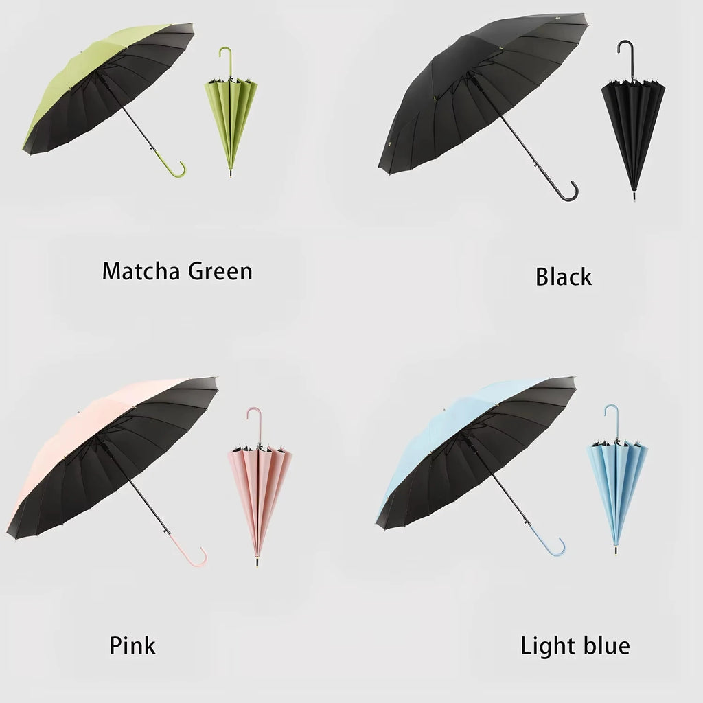 Japanese Style Windproof 16 Bone Umbrella Universal Large Handle Umbrella Long Handle Umbrella Dual-use Straight Pole Umbrella