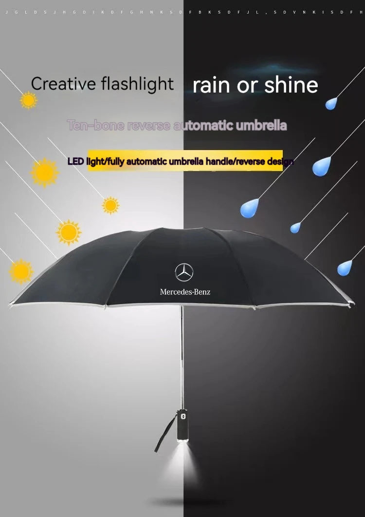 Mercedes Benz A B C E V S Class CLA CLS ML SLK Vito A45 C63 GLA GLC GLK GLS Car Automatic Folding Windproof UV Sunshade Umbrella