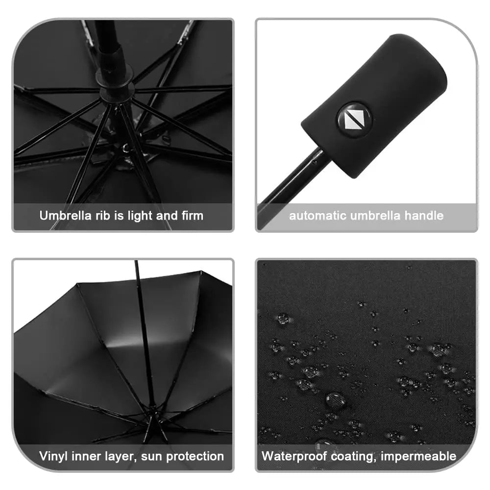 Automatic Windproof Travel Umbrella Retractable Folding Portable Umbrella for Easy Storage And Carry-On Travel