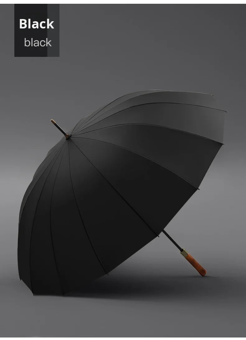 Umbrella Automatic Large Double 16 Bone Solid Wood Handle Men's Umbrella Retro Thick Long Handle Umbrella Shangyu Umbrella
