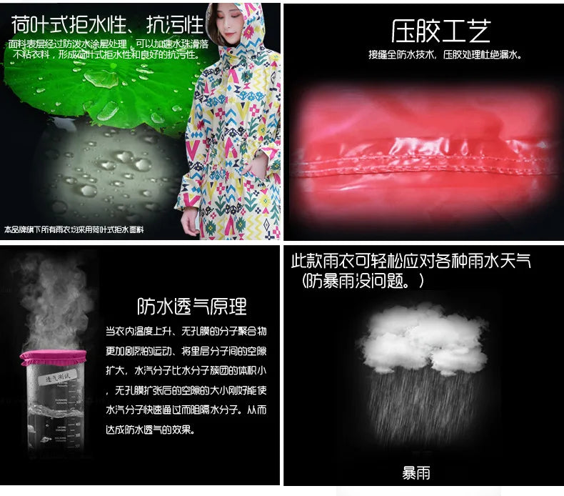 Women's Long Lightweight Trench Raincoat Poncho Waterproof Korean Style for Adults