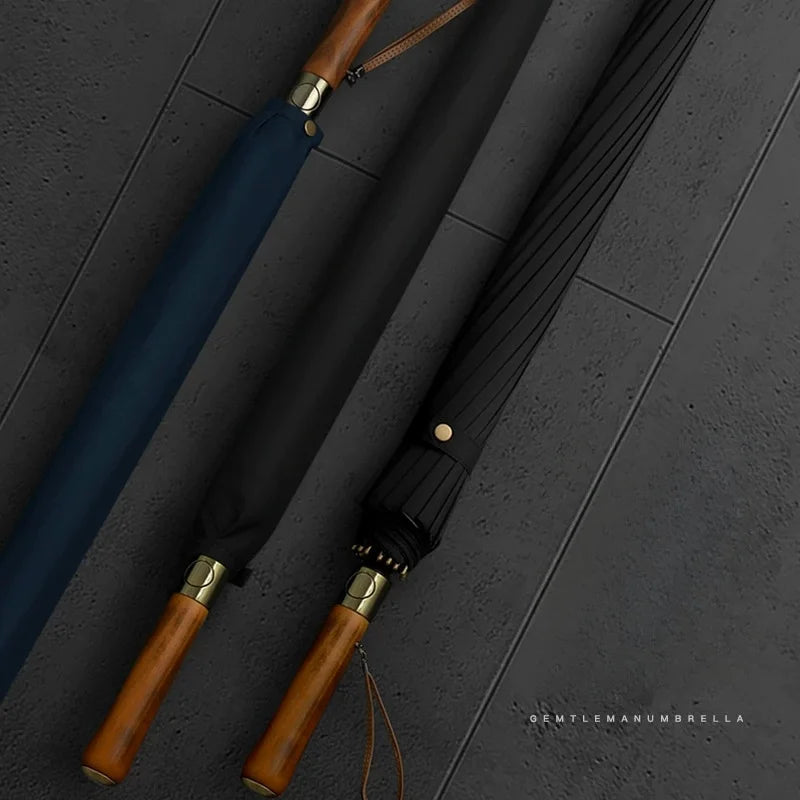 High-end wooden handle umbrella long handle umbrella straight rod dual-purpose umbrella advertising umbrella 16 bones men