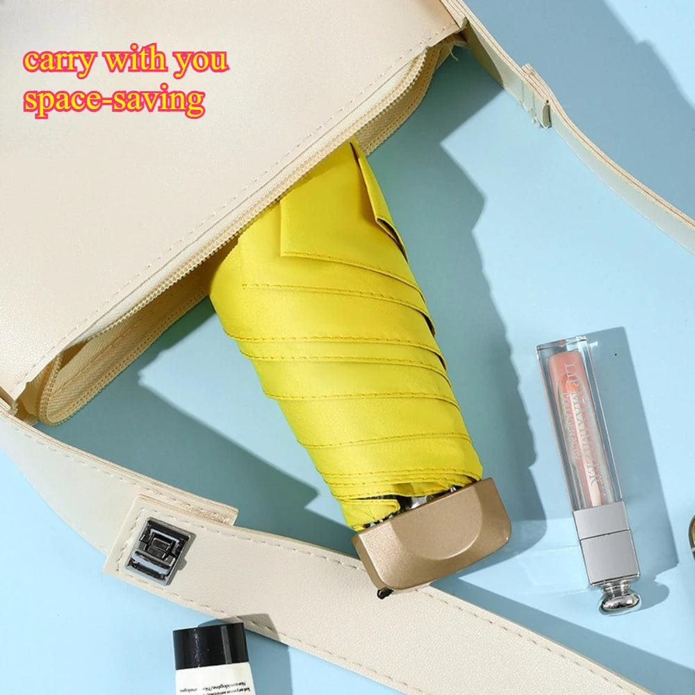 Flat Five Fold Umbrella Ultra Light Mini Umbrella Sun Umbrella Black Rubber Sun Protection Umbrella Compact Pocket Umbrella