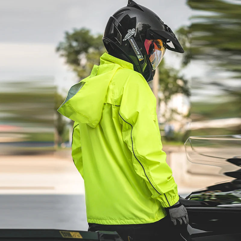 FEHER Motorcycle Raincoat Suit Unisex Rainstorm Waterproof Motorbike Raincoat Lightweight Design Tear Resistant for Rainy Days