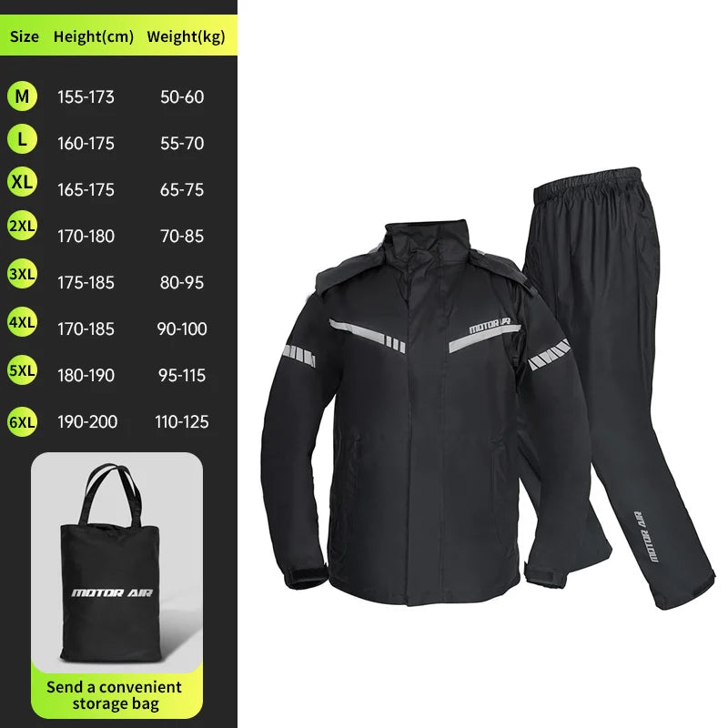 Split Type Raincoat Rainpants 2Pcs/set Motorcycle Rider Riding Raincoat Suit New Upgrade Breathable Rainproof Night Reflective
