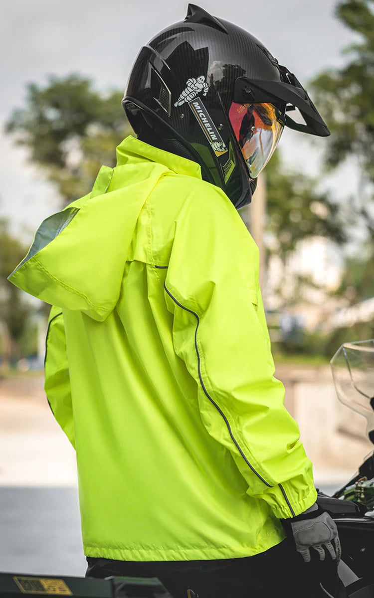FEHER Motorcycle Raincoat Suit Unisex Rainstorm Waterproof Motorbike Raincoat Lightweight Design Tear Resistant for Rainy Days