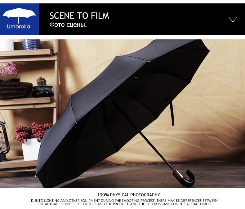 Genuine Parachase Folding Umbrella Brand Business Men Automatic Umbrella Rain Windproof Curved Handle Prasols for Adult