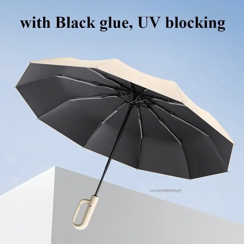 Strong Windproof Automatic Umbrella Sunshade UV Protection Folding Men's Umbrella Buckle Rain Large Parasol for Women