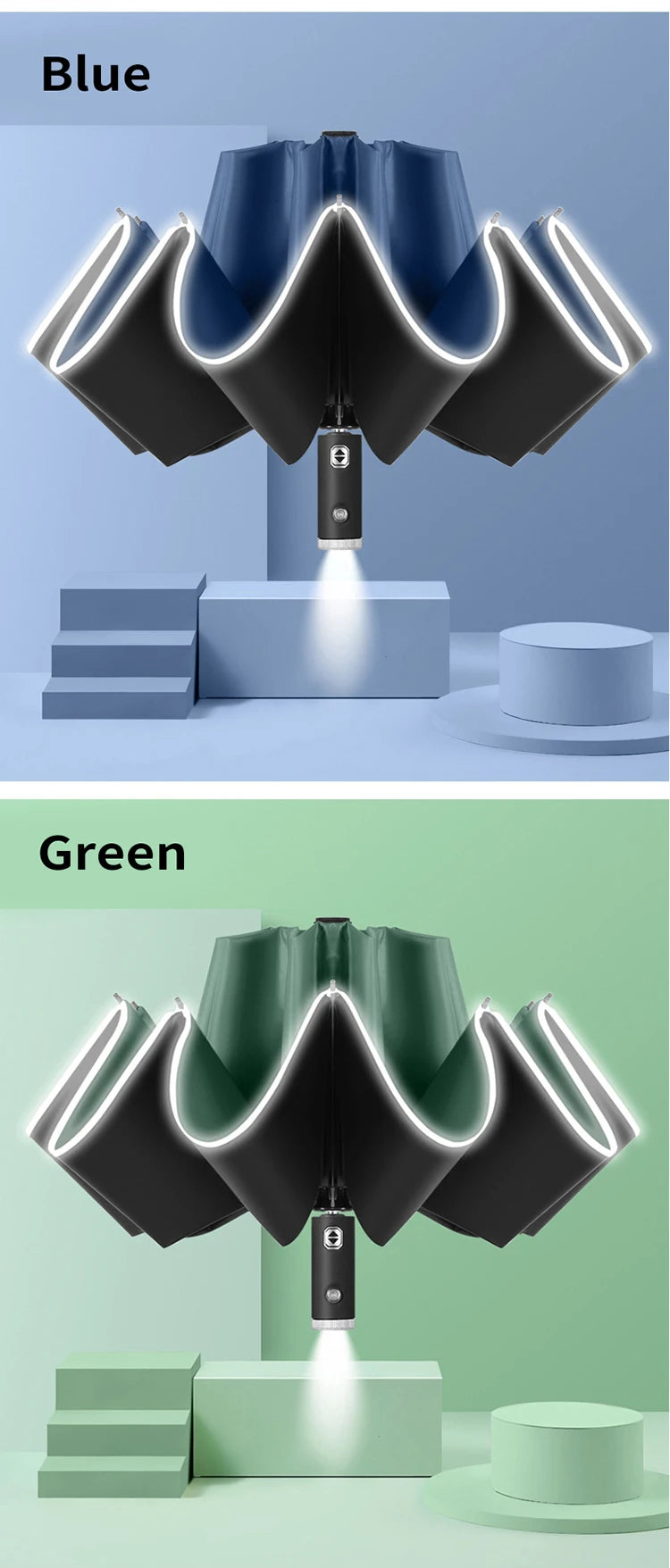 Mercedes Benz A B C E V S Class CLA CLS ML SLK Vito A45 C63 GLA GLC GLK GLS Car Automatic Folding Windproof UV Sunshade Umbrella