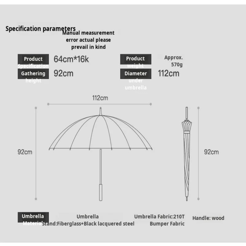 Umbrella Automatic Large Double 16 Bone Solid Wood Handle Men's Umbrella Retro Thick Long Handle Umbrella Shangyu Umbrella