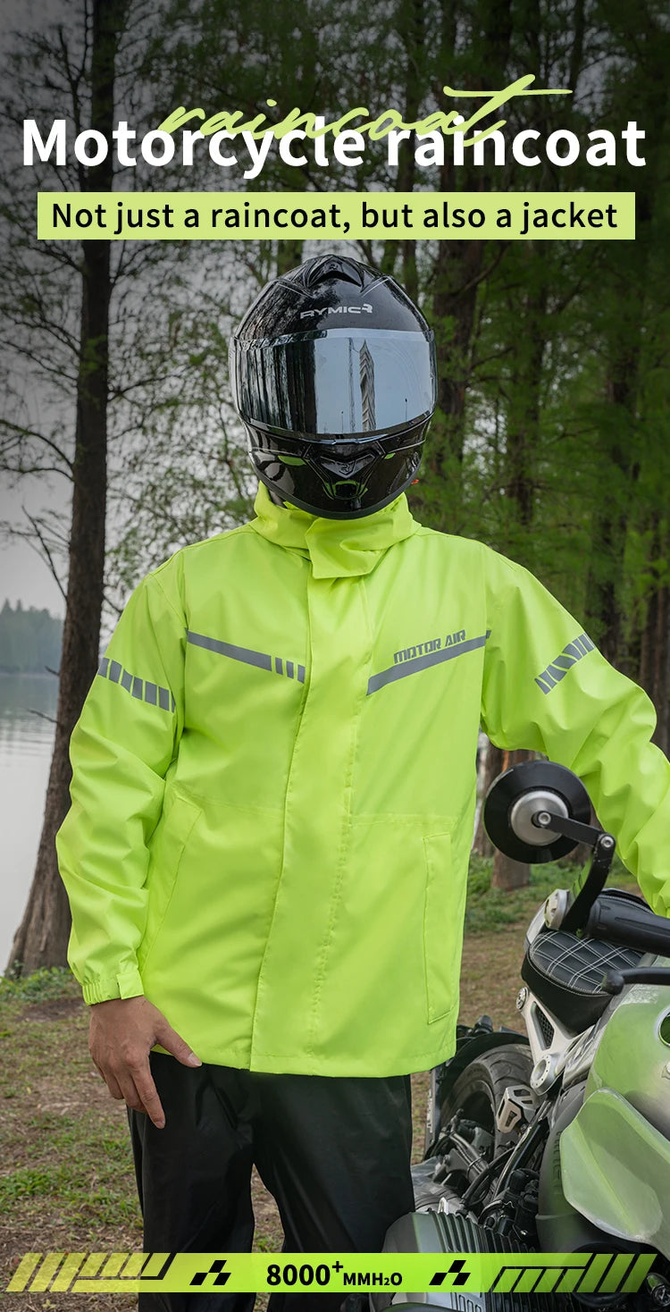 2025 New Upgrade Version Riding Clothes Rainy Suit Black Motorcycle Rider Raincoat Split Type 2pcs/Set Breathable Deep Rainproof