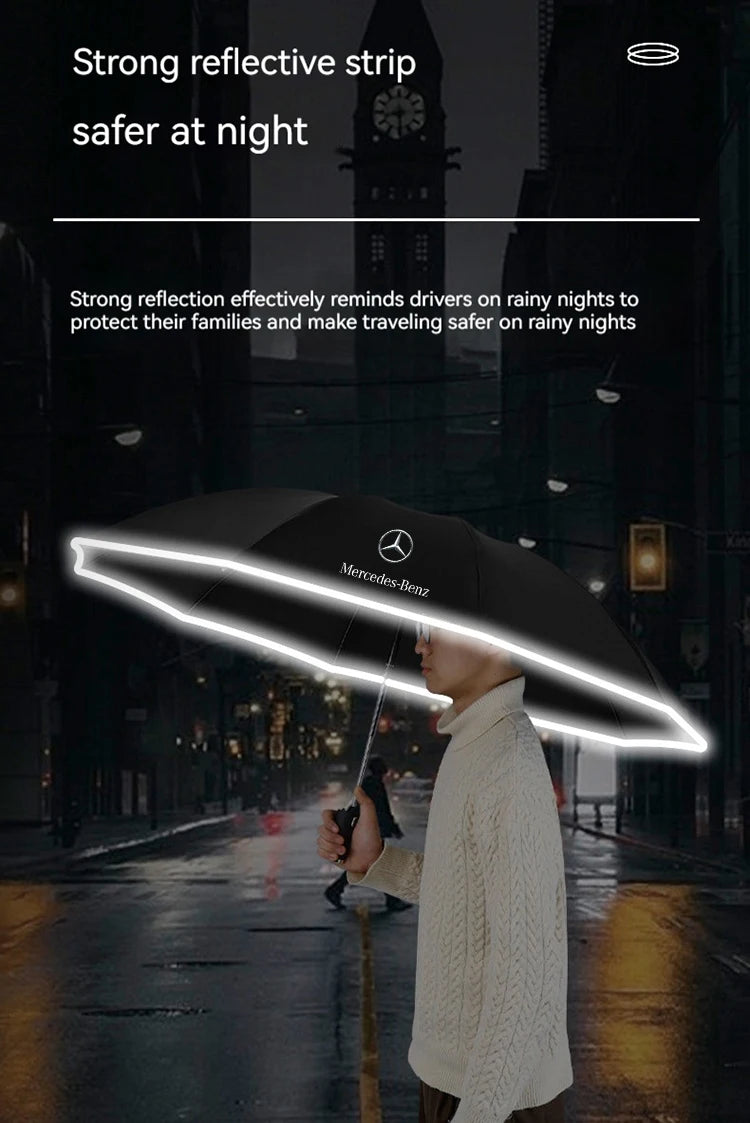 Mercedes Benz A B C E V S Class CLA CLS ML SLK Vito A45 C63 GLA GLC GLK GLS Car Automatic Folding Windproof UV Sunshade Umbrella
