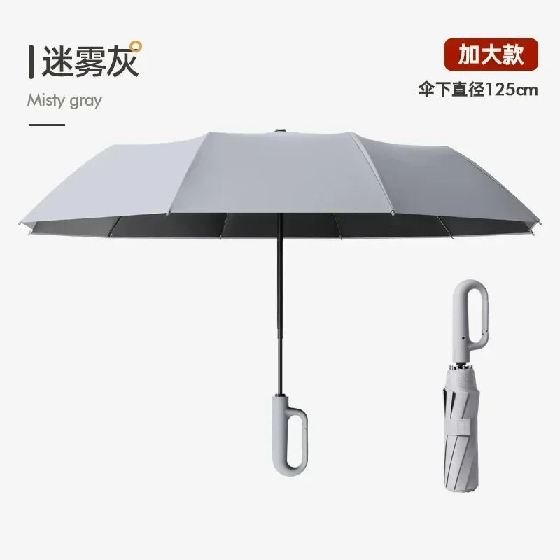 Ring Buckle Design Automatic Umbrella for Men Folding 125CM Extra Large Strong WOMEN'S Sunshade UV Protection Umbrella