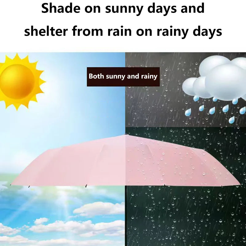 Anti-wind Rain Umbrella 2in1 Automatic Umbrella LED Flashlight Dual-use NightLight Sun Protection 10 bone Folding Umbrella