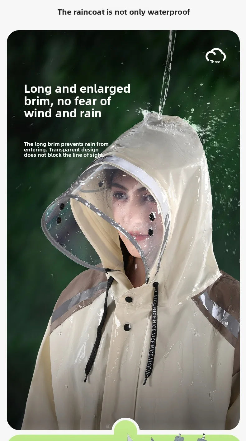 Fashionable Raincoat Long Full Body Rainstorm Proof Female AdultOuter Wear Waist Retractable One-man Electric Car Poncho Outdoor