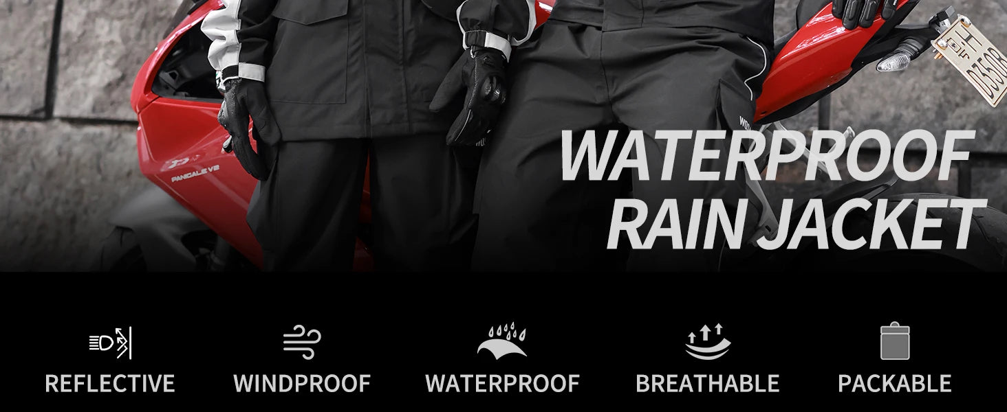 WOSAWE Motorcycle Raincoat Men Women Waterproof Motorcycle Rider Raincoat Moto Raincoat Jacket Biker Raincoat