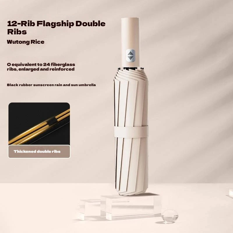 24 Bone Fully Automatic Double Bone Large Folding Umbrella SPF50+ UV Protection Rain Resistance And Strong Wind Resitance