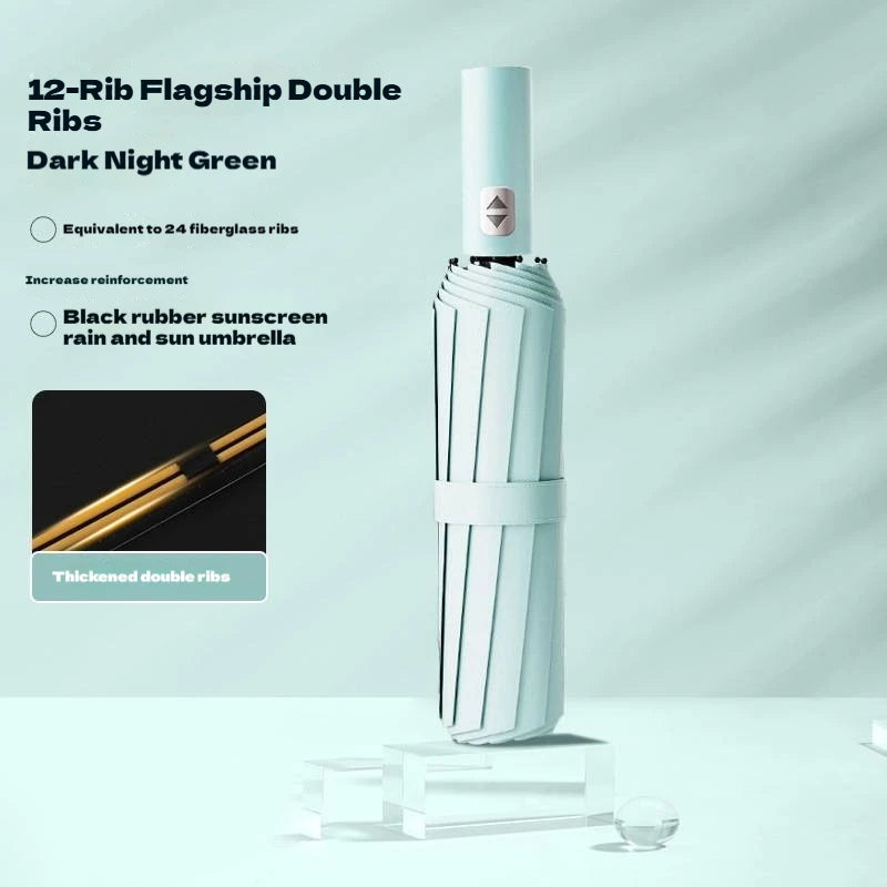 24 Bone Fully Automatic Double Bone Large Folding Umbrella SPF50+ UV Protection Rain Resistance And Strong Wind Resitance