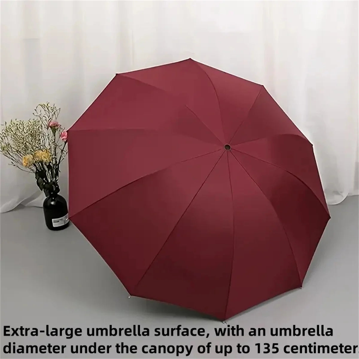 Large size super large umbrella for men and women, three-person double-use umbrella for sun and rain, strengthening, student fol
