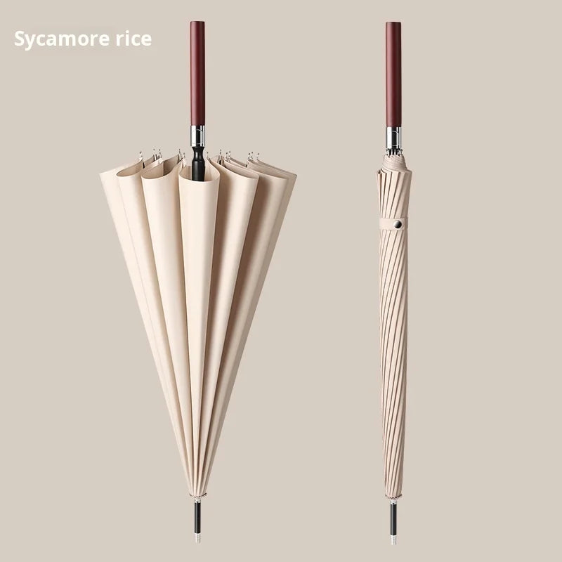 Umbrella Automatic Large Double 16 Bone Solid Wood Handle Men's Umbrella Retro Thick Long Handle Umbrella Shangyu Umbrella