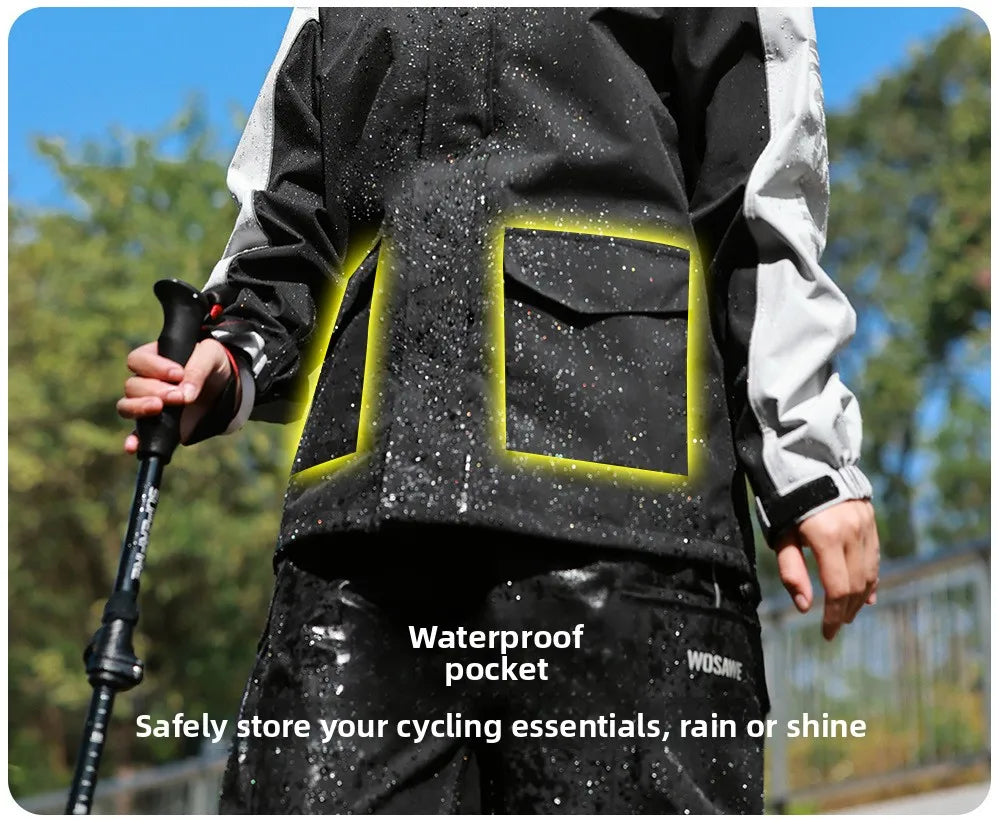 WOSAWE Motorcycle Raincoat Suit Moto Rider Split Waterproof Jacket Rain Pants E-bike Hiking Fishing Camping Foldable Rainwear